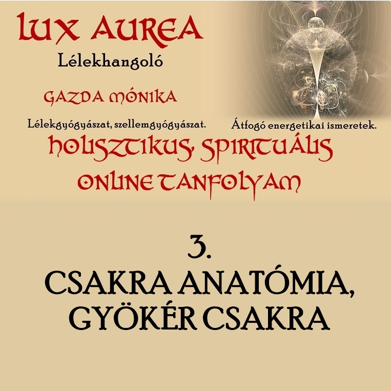 HOLISZTIKUS, SPIRITUÁLIS ONLINE TANFOLYAM 3. rész CSAKRA ANATÓMIA, GYÖKÉR CSAKRA