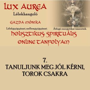 HOLISZTIKUS, SPIRITUÁLIS ONLINE TANFOLYAM 7. rész TANULJUNK MEG JÓL KÉRNI, TOROK CSAKRA